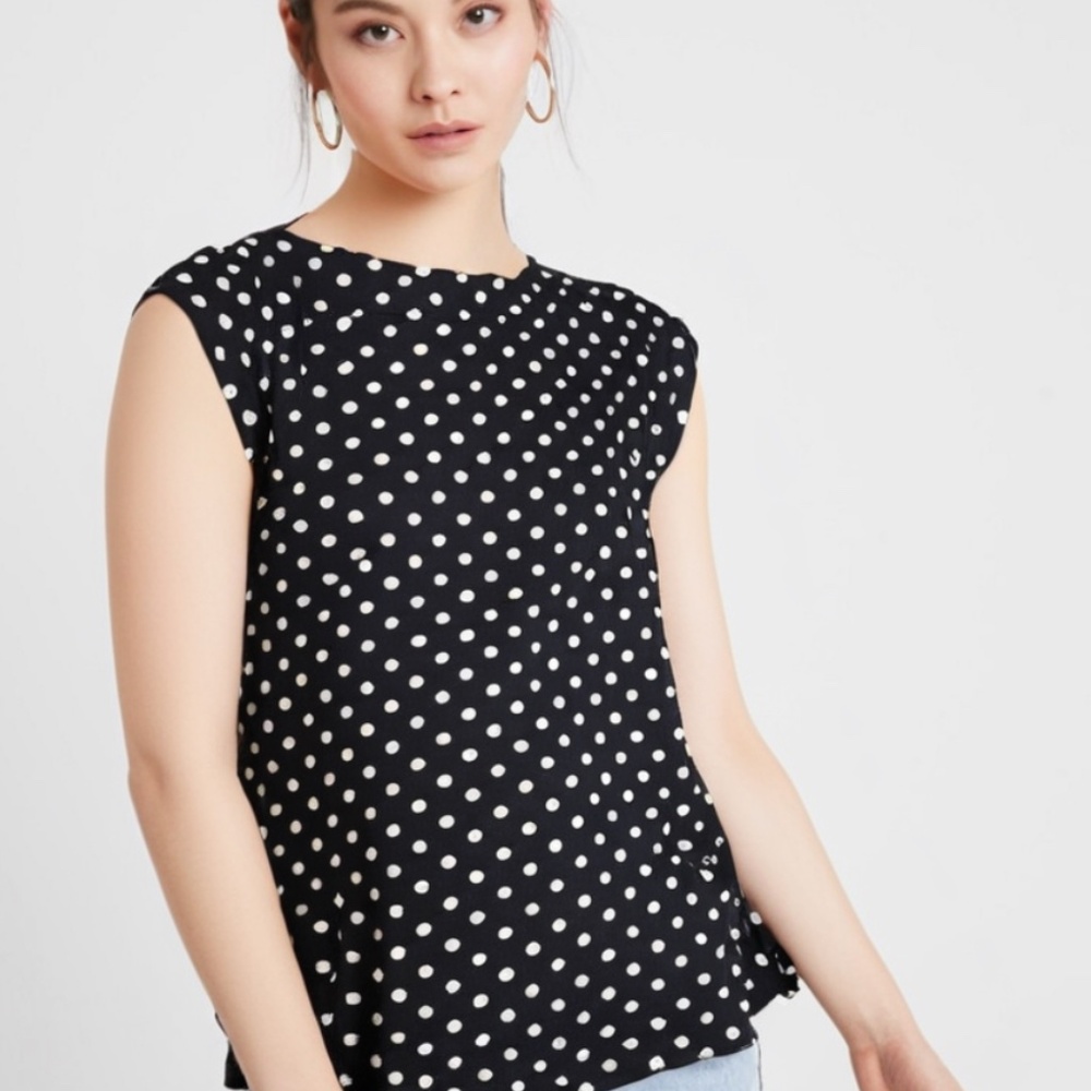 ANNE KLEIN BLACK/WHITE POLKA DOT BLOUSE